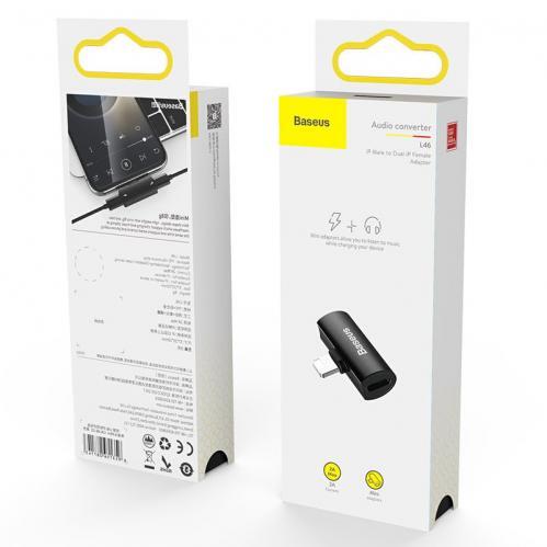 Baseus L46 Adapter Lightning till Dual Lightning, Ladda & Lyssna - Silver - 3