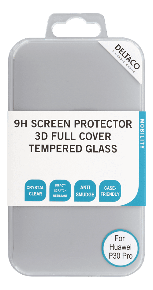 DELTACO Skärmskydd 3D härdat glas för Huawei P30 Pro - Transparent