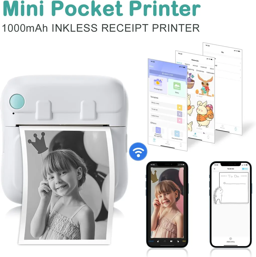 SiGN Miniskrivare Bluetooth 200 dpi Label Printer med en rulle - Vit - 6