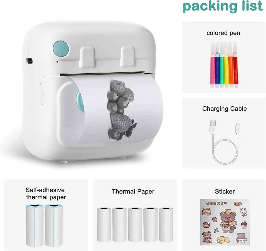 SiGN Miniskrivare Bluetooth 200 dpi Label Printer med en rulle - Vit - 7