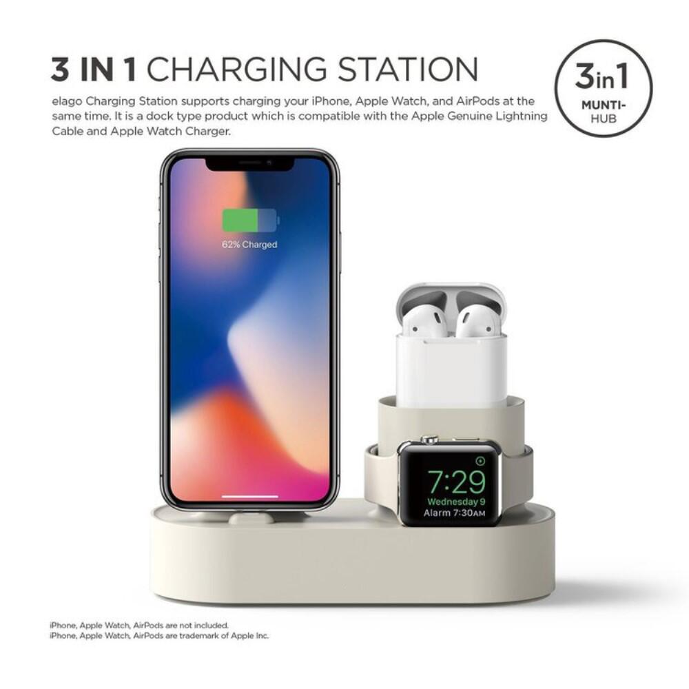 SiGN 3-in-1 Laddställ för iPhone, AirPods & Apple Watch - Beige - 2