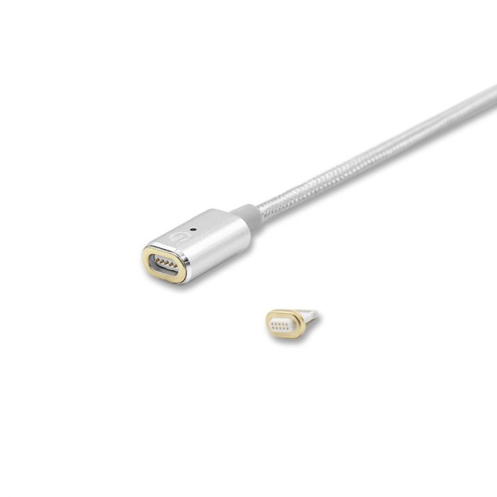 MFi Apple Certifierad Magnetic iPhone & iPad Lightning Till USB Kabel - Silver - 2