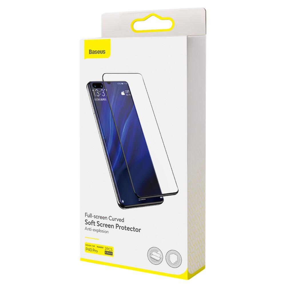 Baseus Heltäckande Curved Skärmskydd för Huawei P40 Pro (2-pack) - Svart - 4