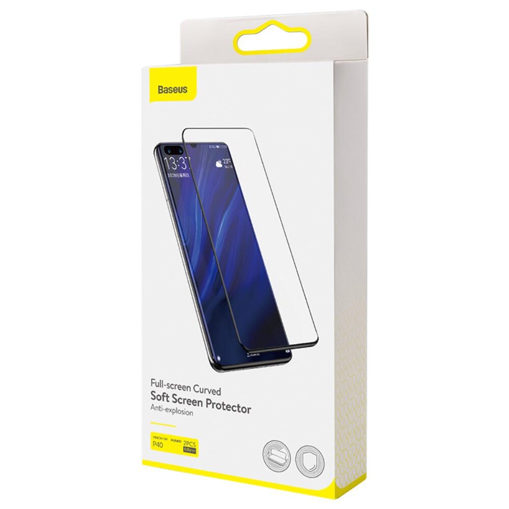 Baseus Heltäckande Curved Skärmskydd för Huawei P40 (2-pack) - Svart - 4