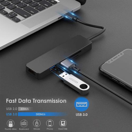 SiGN 5-i-1 USB-C-adapter HDMI 4K MicroSD - Svart - 6