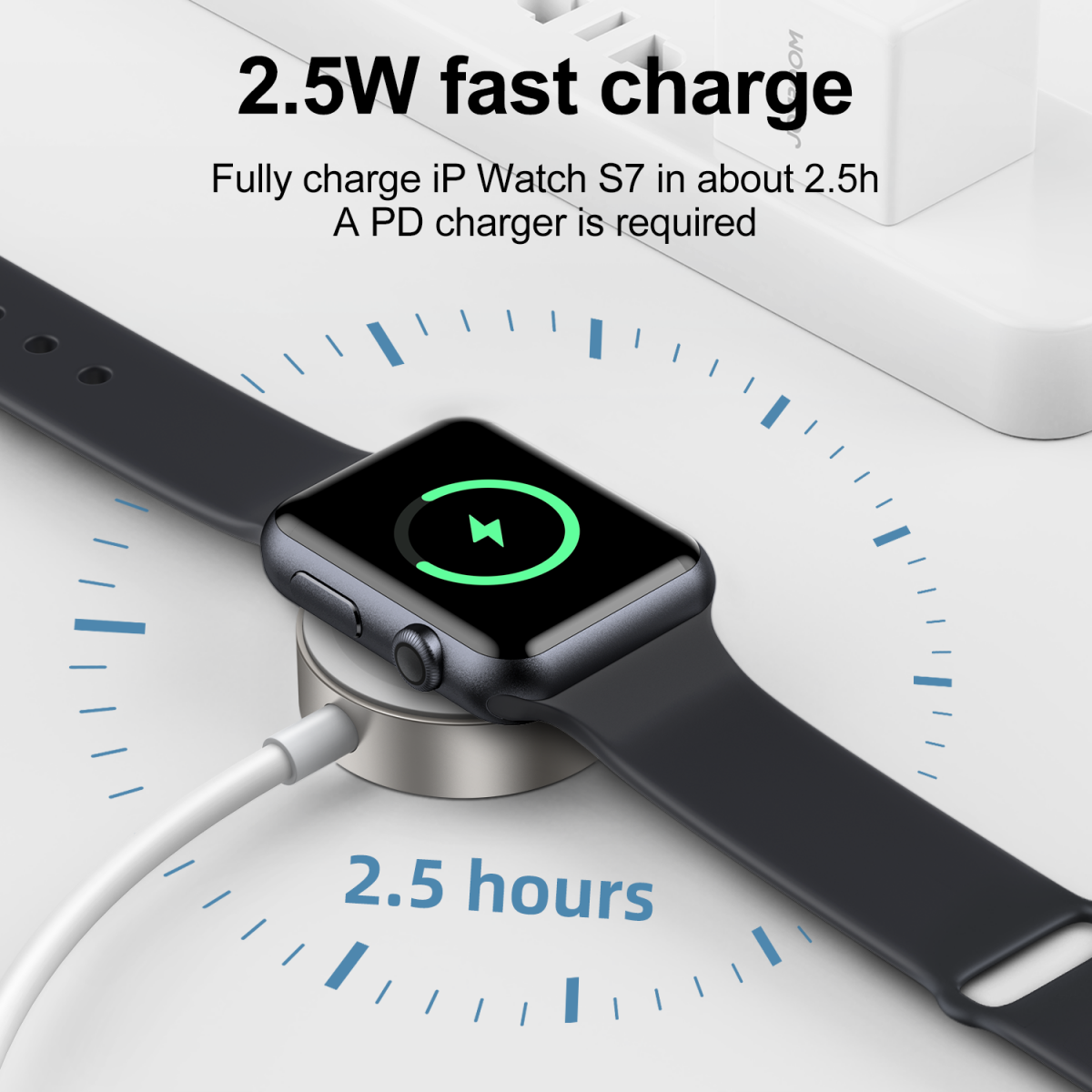 SiGN Magnetisk USB-C Laddare för Apple Watch, 2.5W, 1.2m - Vit - 5