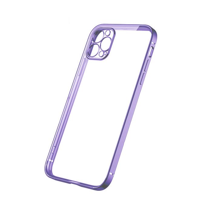 iPhone 12/12 Pro Tunn Transparent Ram Skal Hög kvalité - Lila