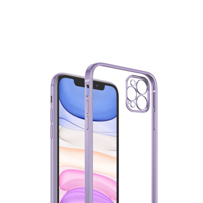 iPhone 12/12 Pro Tunn Transparent Ram Skal Hög kvalité - Lila - 2