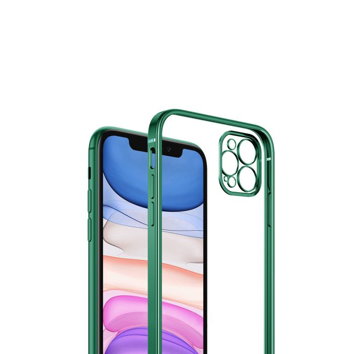 iPhone 12/12 Pro Tunn Transparent Ram Skal Hög kvalité - Mörk Grön - 2