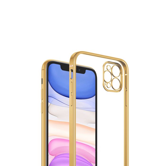 iPhone 12/12 Pro Tunn Transparent Ram Skal Hög kvalité - Guld - 2