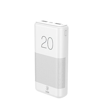SiGN Extremt Kraftfull Q.C Powerbank 20000mAh, 2.1A - Vit
