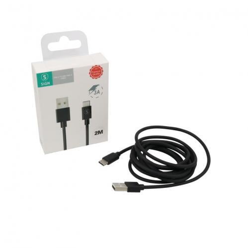 SiGN USB-C kabel 2M - Svart - 3