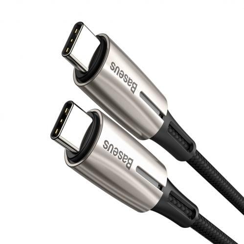 Baseus Kabel USB-C till USB-C, LED-indikator, PD 2.0, 60W, 3A, 1m - Svart - 2