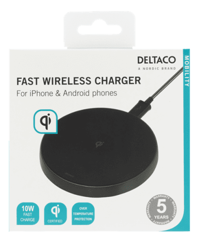 Deltaco Trådlös Snabbladdare för iPhone / Android, 10W - Svart - 5