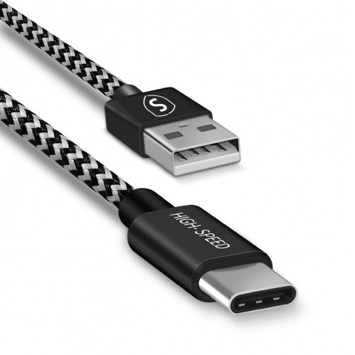 SiGN Skin USB-C-kabel 2.1A 0,25 m - Svart/Vit