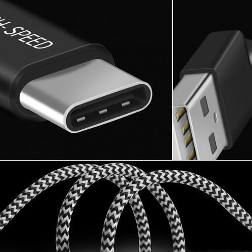 SiGN Skin USB-C-kabel 2.1A 0,25 m - Svart/Vit - 2