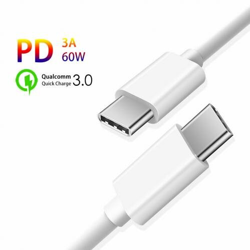 SiGN Snabbladdningskabel USB-C till USB-C 60W 3A 1 m USB-C PD - Vit