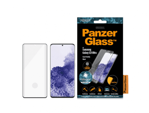 Panzerglass Skärmskydd i Härdat Glas för Samsung Galaxy S21 Ultra 5G - Transparent / Svart - 3