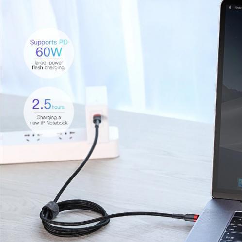 Baseus Cafule USB-C till USB-C, QC 3.0, USB-C PD, 3A 2 m - Grå/Svart - 5