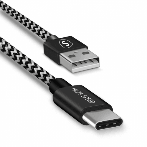 SiGN Skin USB-C-kabel 2.1A 1,5 m - Svart/Vit