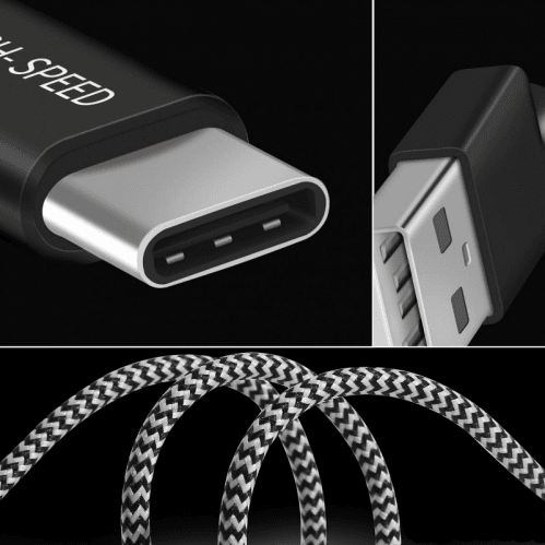 SiGN Skin USB-C-kabel 2.1A 1,5 m - Svart/Vit - 2
