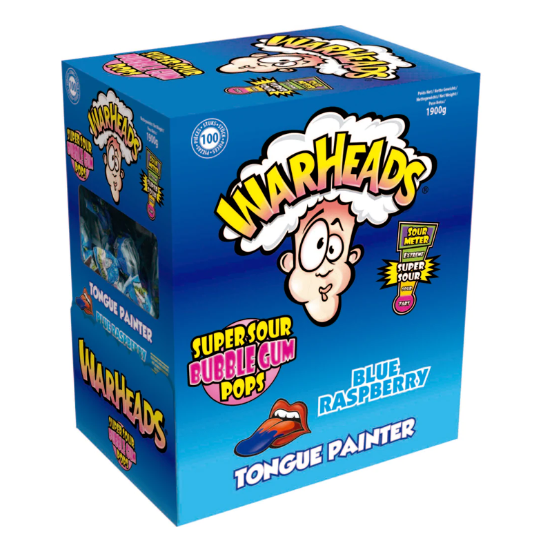 Warheads Lollipop Blue Raspberry 100-pack - 2