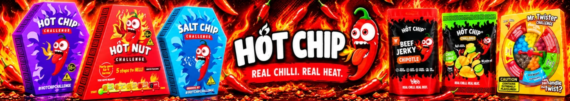 Hot Chip – Hot Chip Challenge, Hot Nut, Salt Challenge, Chipotle jerky, Chili Lime, Mr. Twister