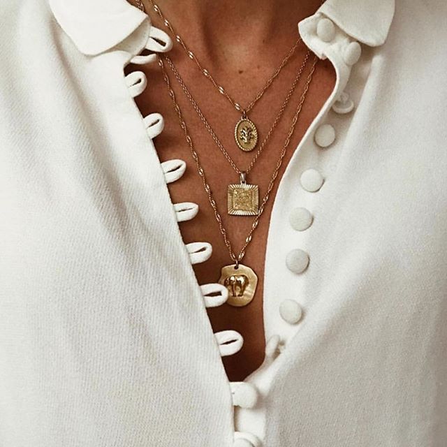Two square pendant neck - gold  - 2