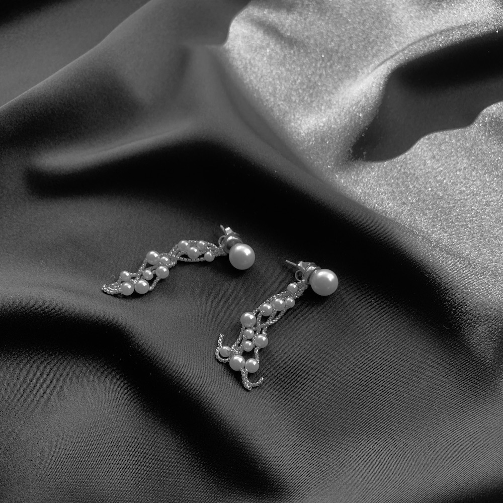Pearl tassel ear silver - 2
