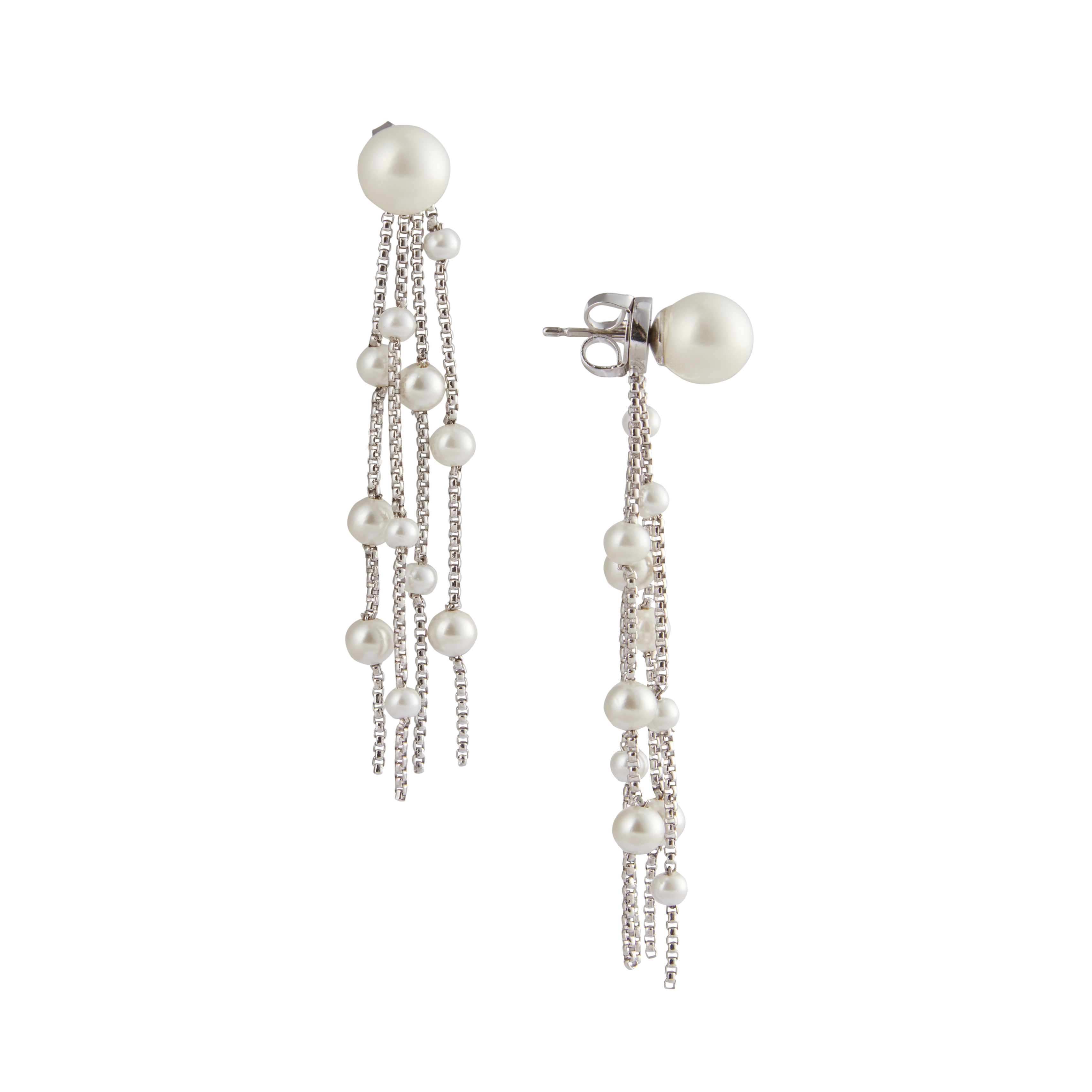 Pearl tassel ear silver