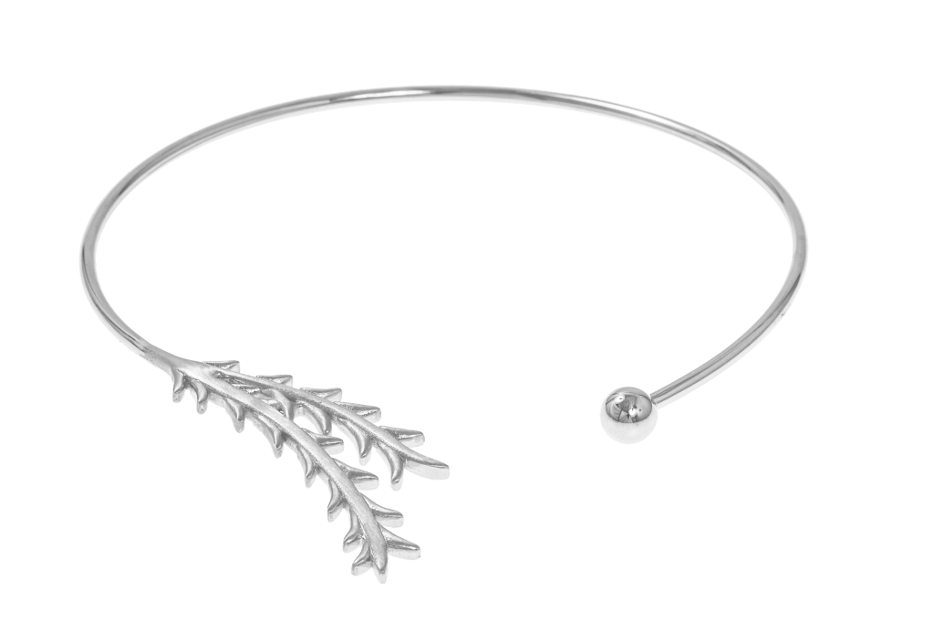 Tree twig bangle neck silver