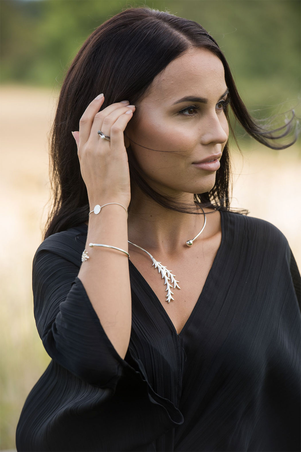 Tree twig bangle neck silver - 2