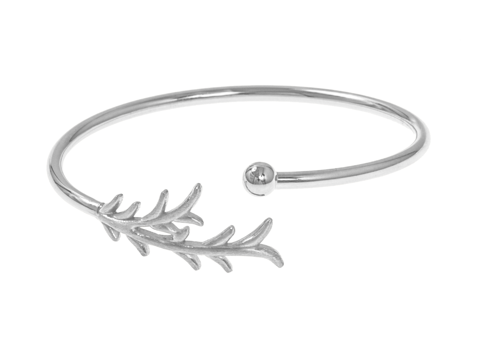 Tree twig bangle brace silver