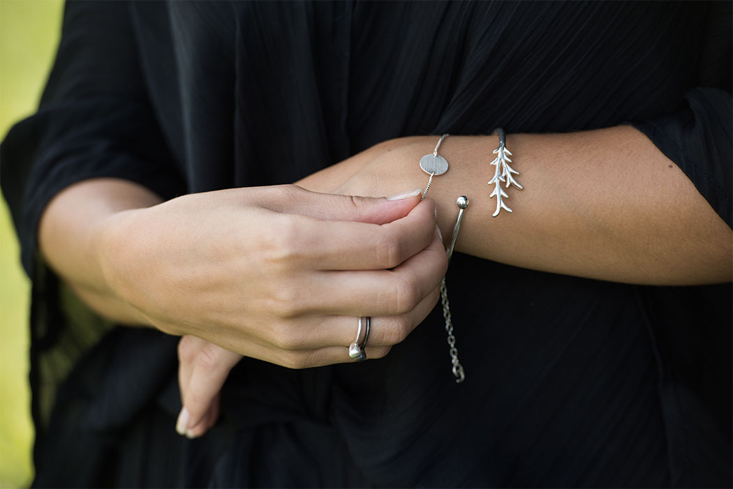 Tree twig bangle brace silver - 2
