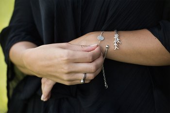 Tree twig bangle brace silver