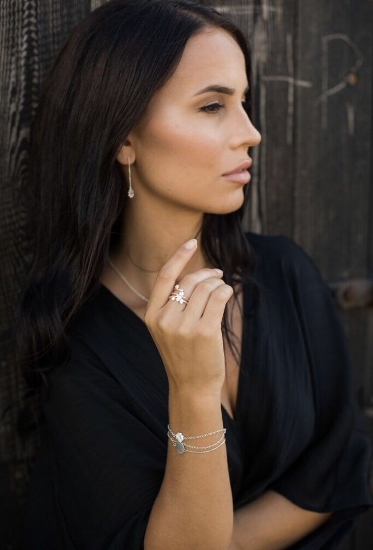 Four heart long ear silver - 2