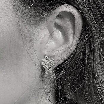 Butterfly flock ear silver