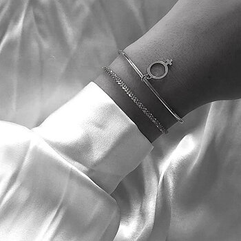 Letters bangle brace silver