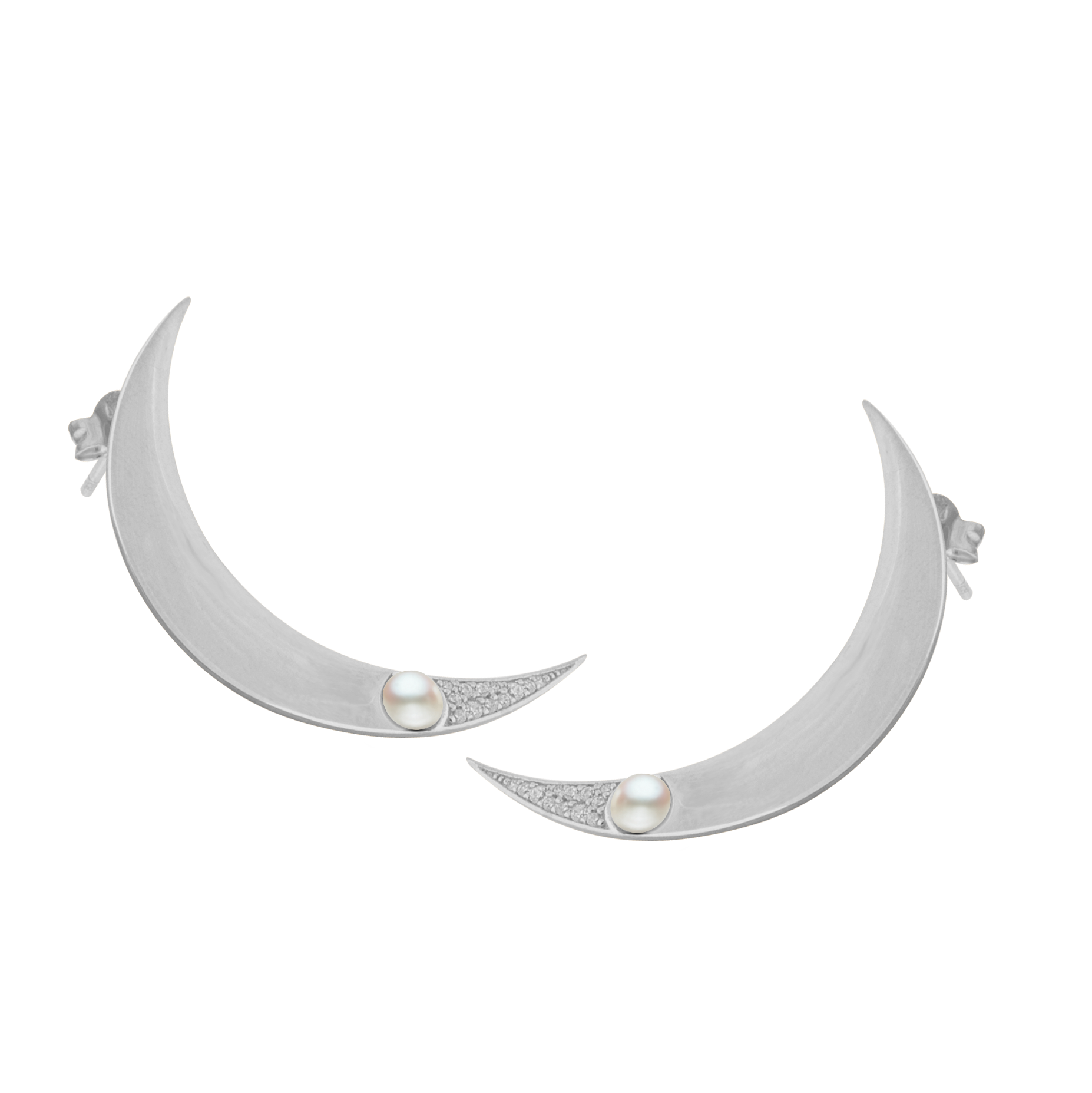 One moon ear silver pair