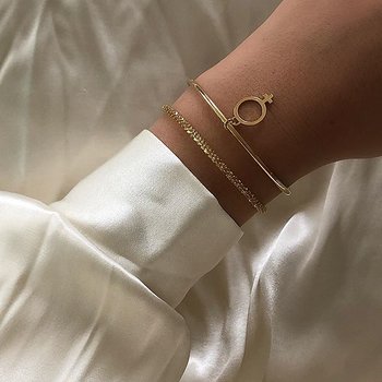 Roof big plain braclet Gold