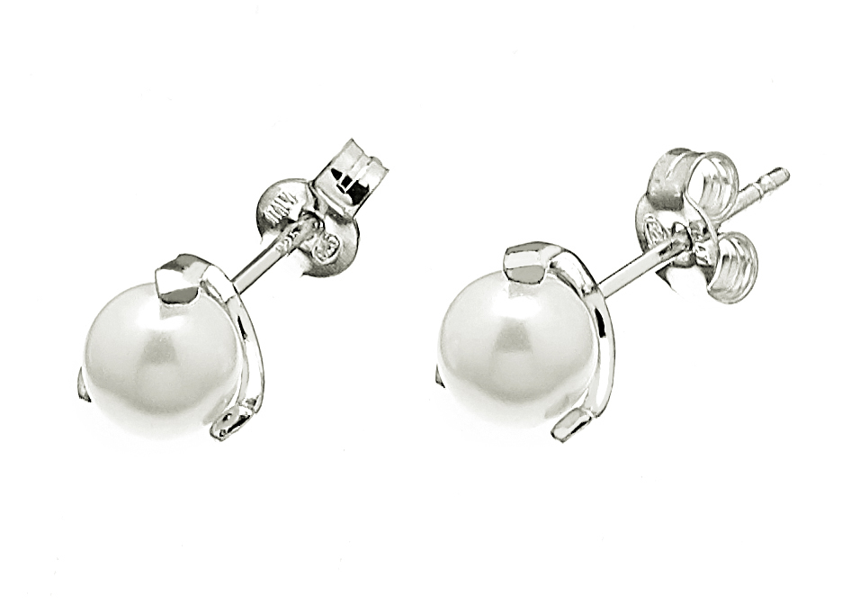 Pearl stud ear Silver