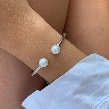 Pearl bangle flex braclet Silver