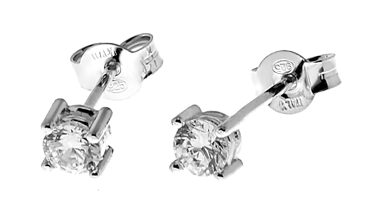 Two square stone stud ear - Silver
