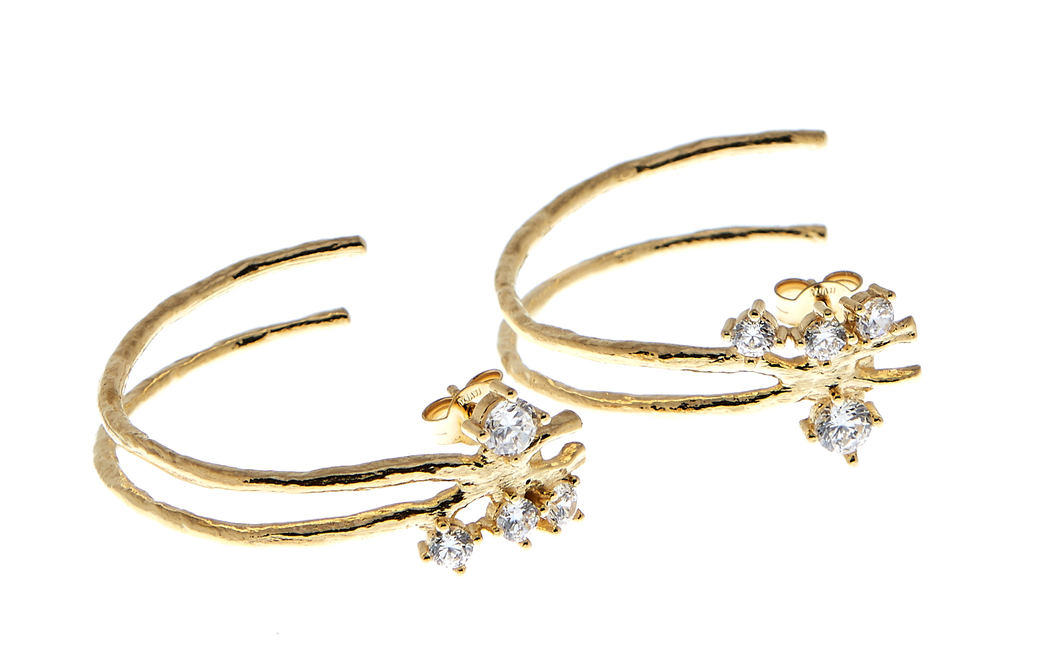 Two kluster hoop ear - Gold