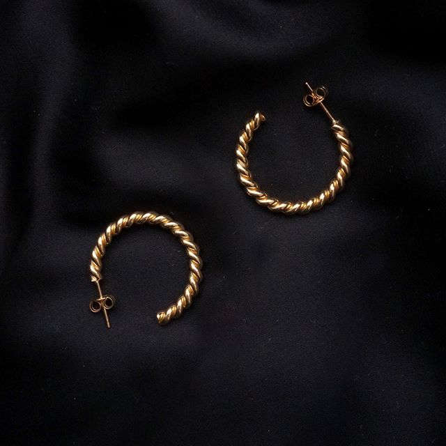 Two twinned hoop ear - Gold - 2