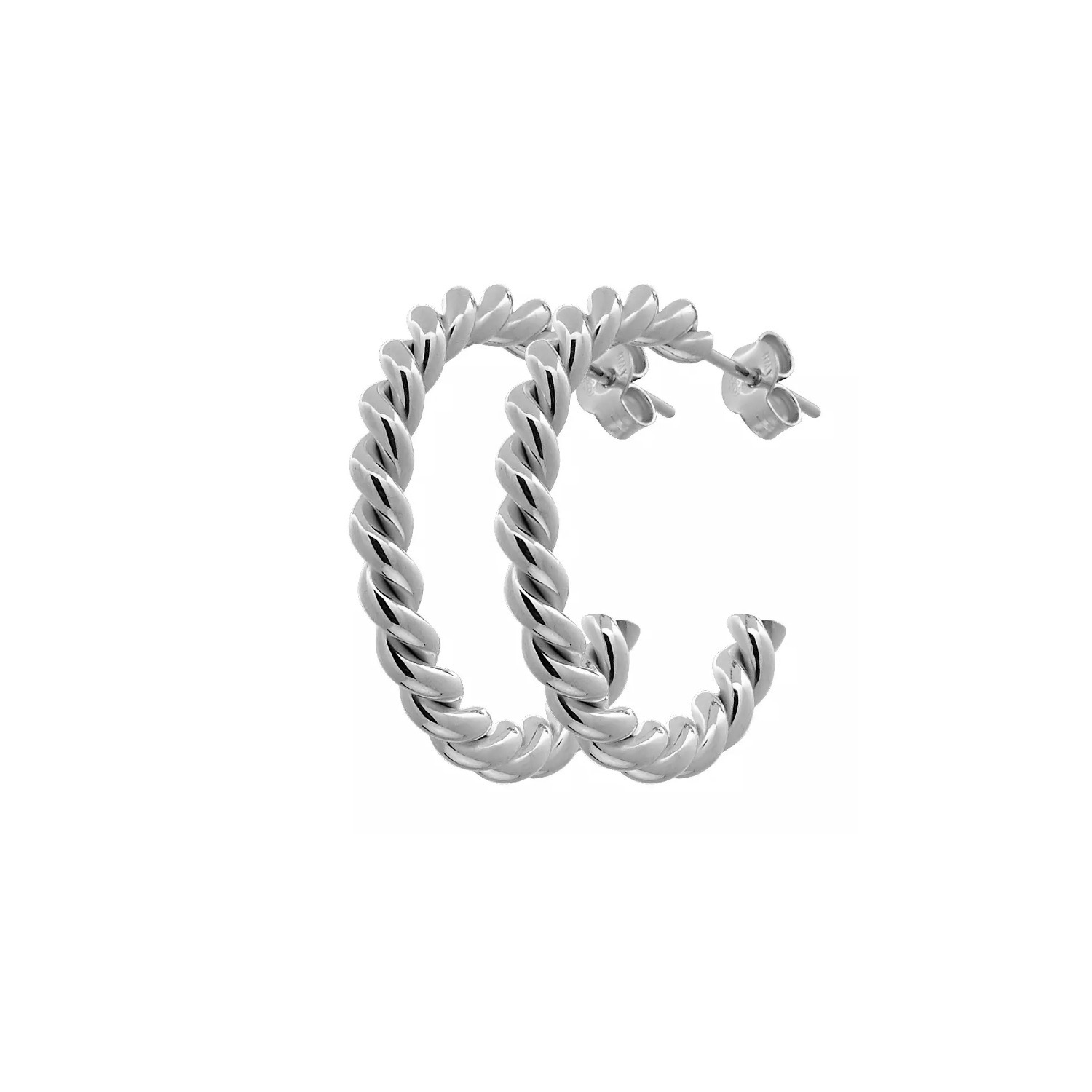 Two twinned Hoop ear - Silver