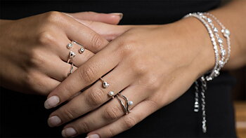 Pearl/Brilliant double ring silver