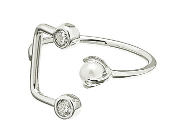 Pearl/Brilliant double ring silver