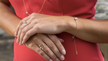 Pearl/Brilliant double ring gold