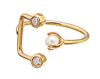 Pearl/Brilliant double ring gold